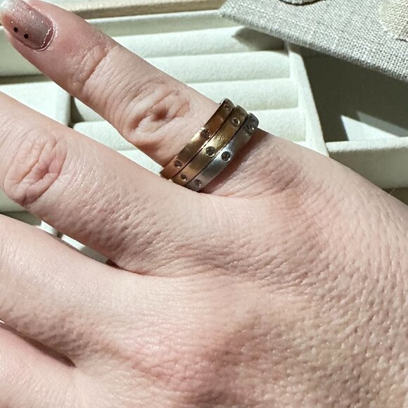 Park Lane Trio Stacking Rings - Rose Gold Yellow Gold & Silver W Crystal Accents - Picture 8 of 8